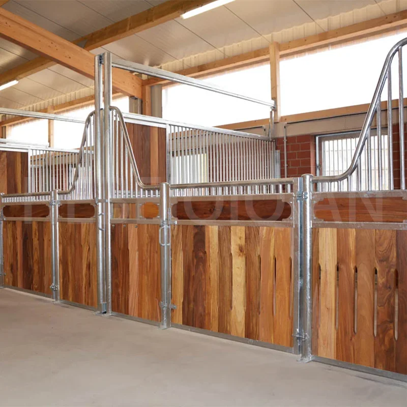 Wholesale Customized Sliding Door Horse Stable Panels 3.6 m 4 m Prefabricated Bamboo Wooden Steel Galvanized Horse Stable Boxes