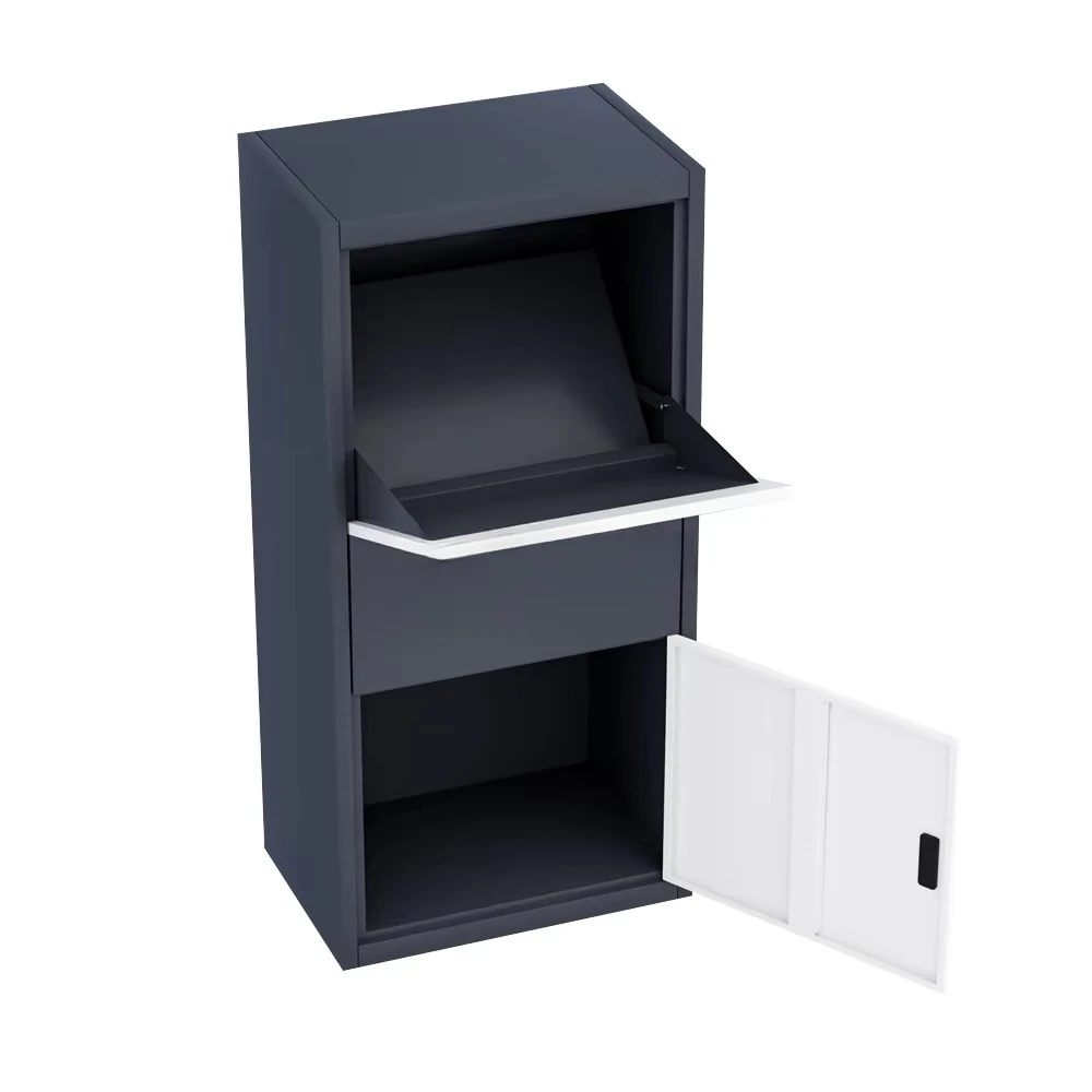 Parcel Box Safety Package Metal Parcel Drop Off Box Free Standing Outdoor Floor Stand