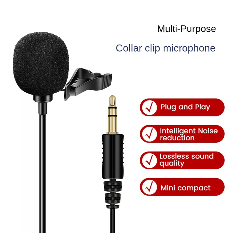 Microfono omnidirezionale 3.5mm Lavalier Tie Clip microfoni Mini microfono Audio per fotocamera Computer Laptop Phone