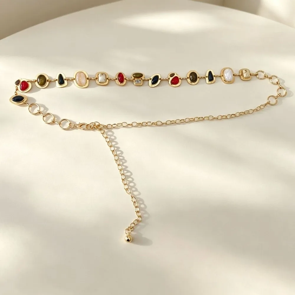 Irregular Jewelry Adjustable Waist Chain Marble Texture Luxury Belly Chain Vintage Boho Waist Strap All Seasons