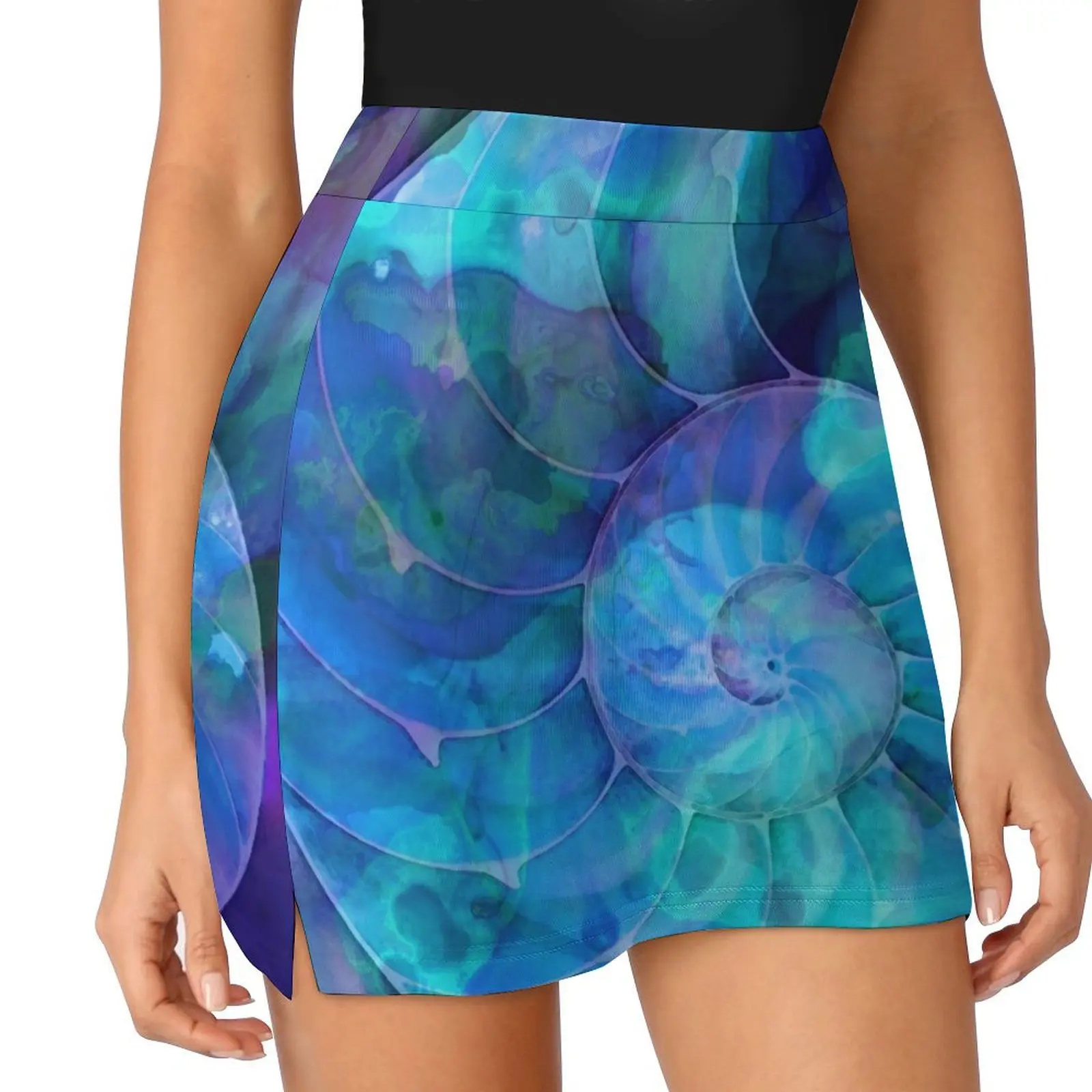 

Blue Nautilus Shell By Sharon Cummings Mini Skirt mini skirt skirt modest skirts for women