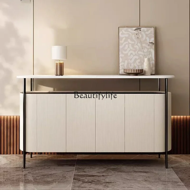 

56Ljy Italian light luxury minimalist marble storage side cabinet modern simple entrance cabinet