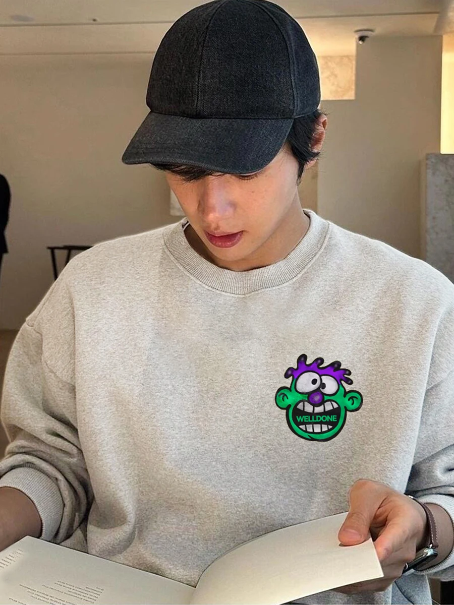 

Мужской свитшот American Style оверсайз с круглым вырезом, на флисовой подкладке, осенне-зимний, парный, с капюшоном