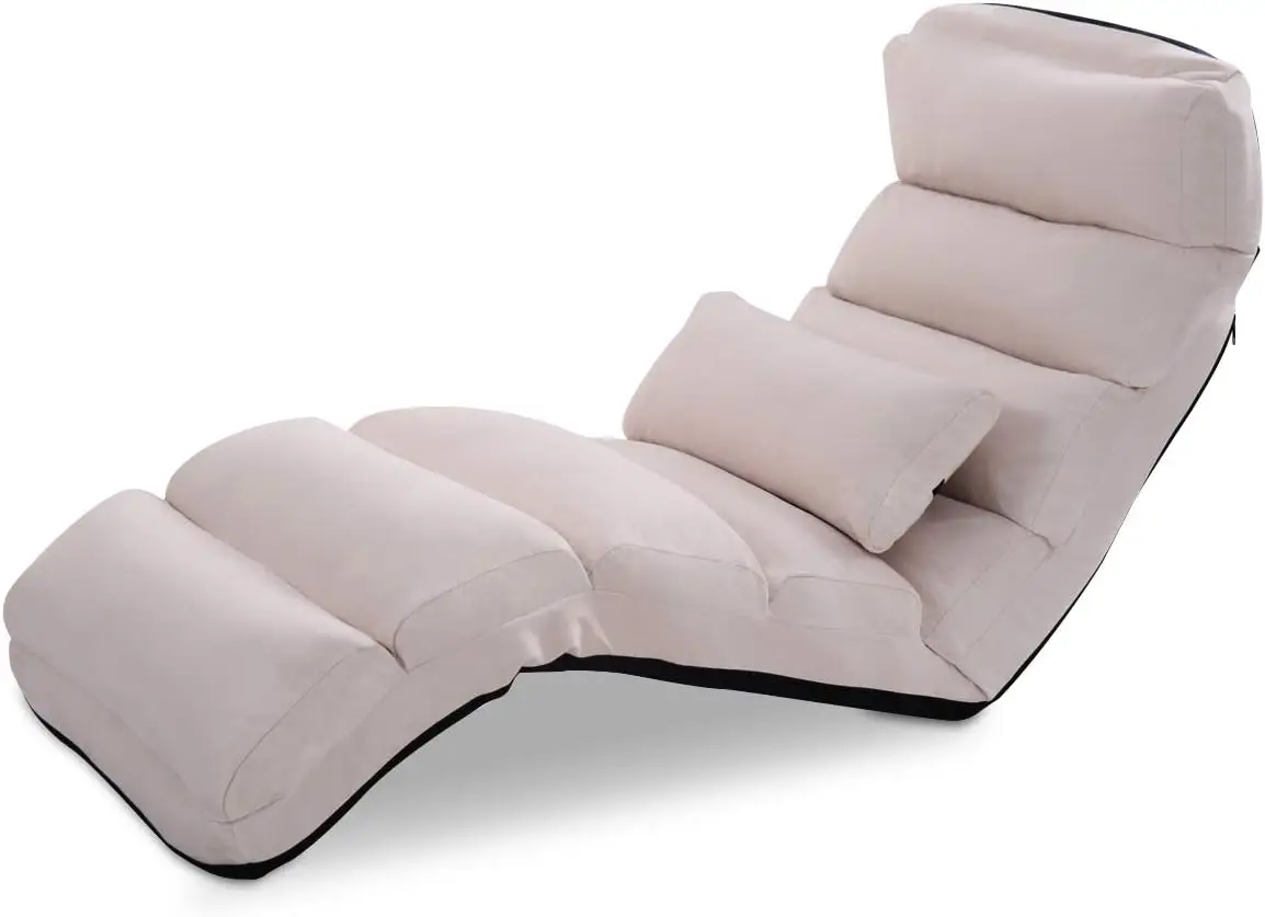 

Складной ленивый диван-кресло, стильный диван-кровать, кресло для отдыха с подушкой (бежевый)