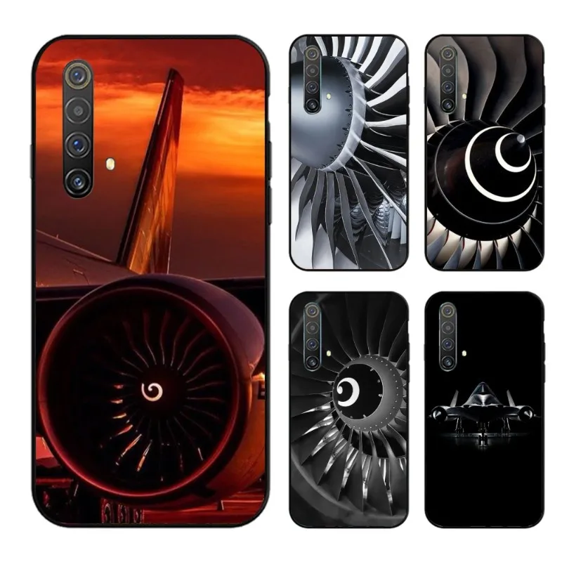 Airplane Jet Engine Smart Phone Case for OPPO Find X5 X3 X2 A93 Reno 8 7 Pro A74 A72 A53 Black Soft Phone Cover Funda