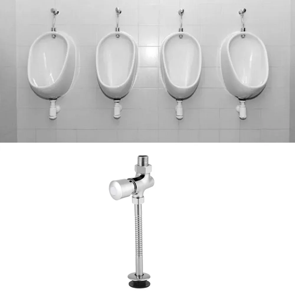 Button Type​ Urinal Flush Valve​ ​Zinc Alloy​ Bath Toilet Manual Delay Flush Valve Automatic Shutoff​ Manual Delay