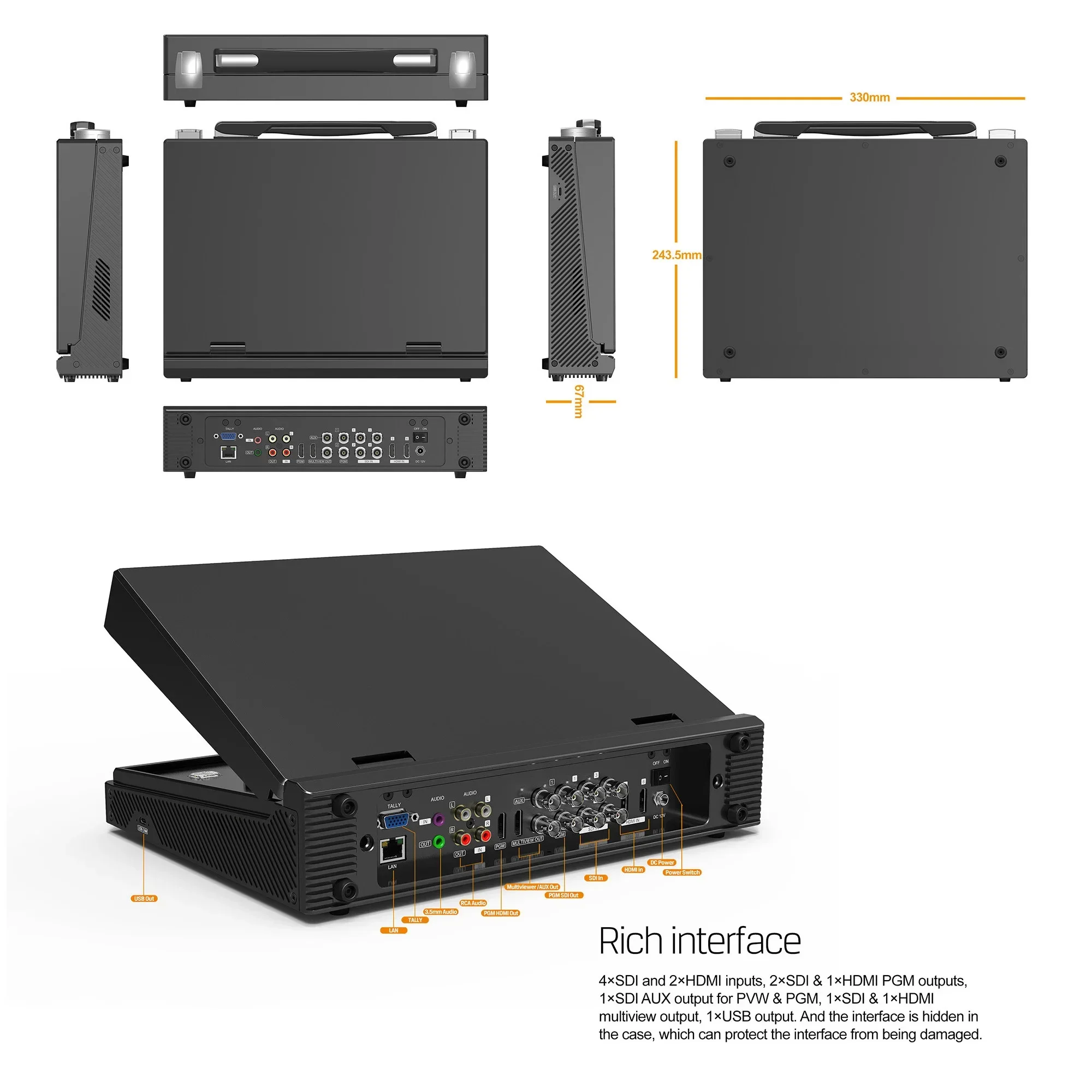 

Новый портативный 6-канальный мультиформатный стриминговый коммутатор SDI/HDMI 2026 года