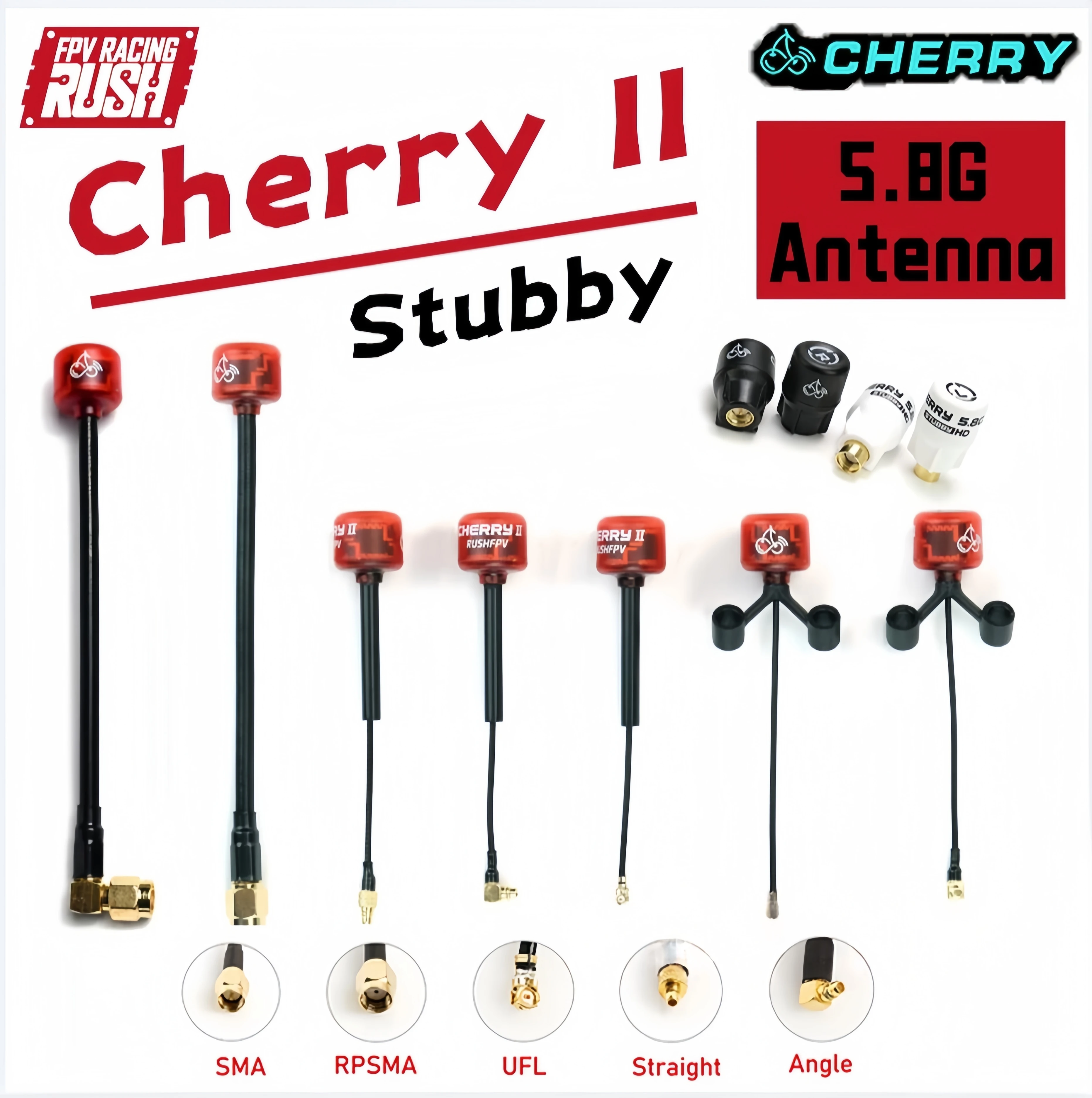 NEW RUSHFPV Cherry 2 II 5.8G 1.8Dbi Antena FPV SMA MMCX UFL LHCP RHCP 230mm 150mm Do Dronów RC FPV Dalekiego Zasięgu Analogo