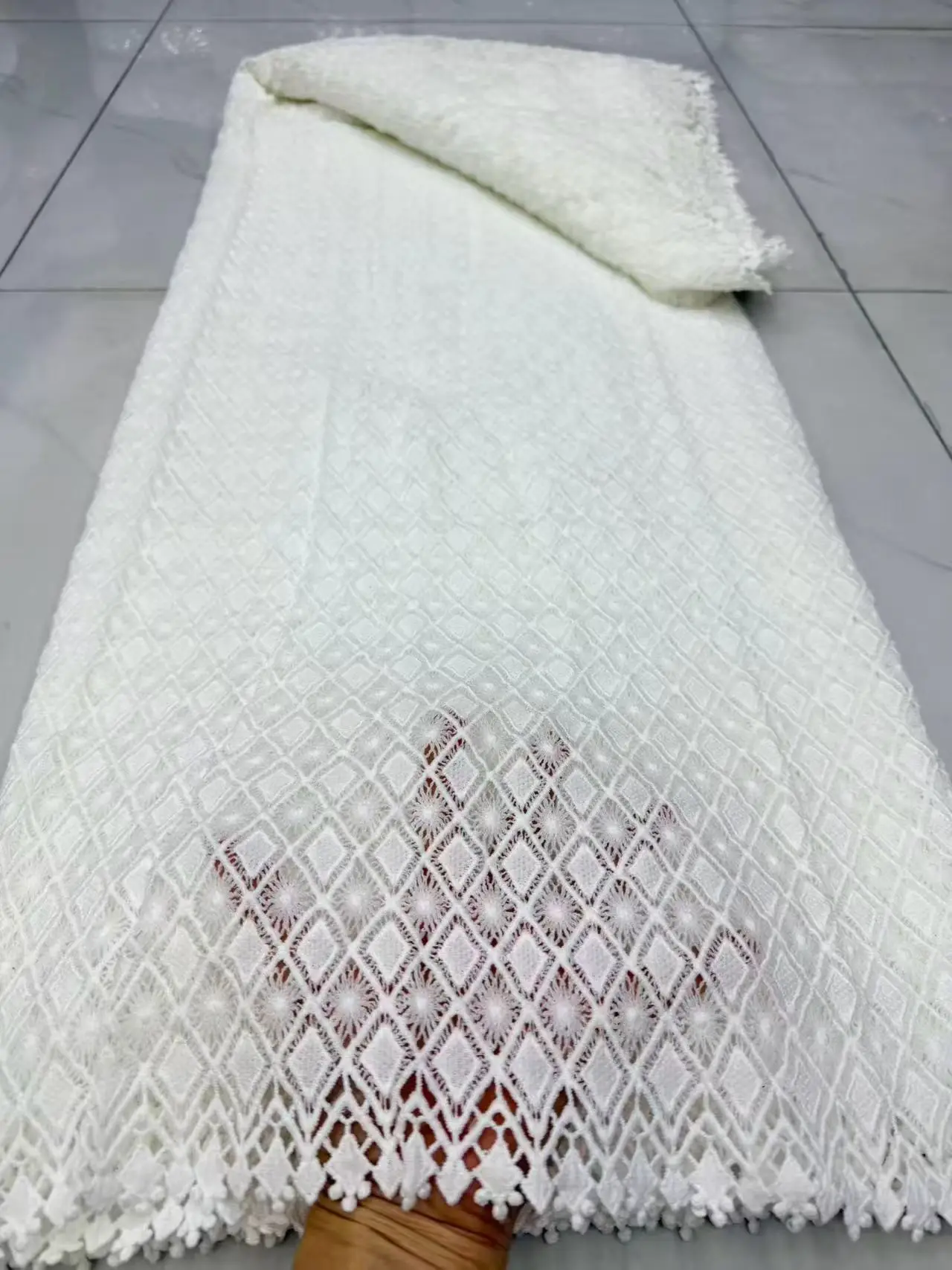 White African Guipure Cord Lace Fabric High Quality Nigerian Water Soluble 5 Yards for Wedding Dresses And Parties 2026