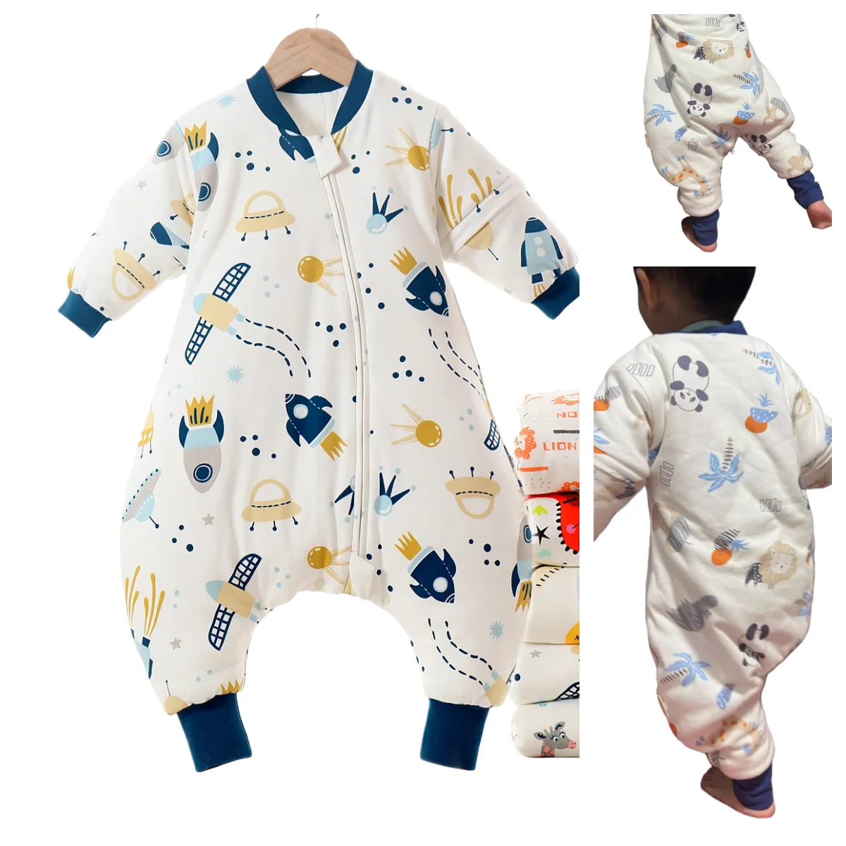 

Детские спальные мешки с разрезами для малышей, детский спальный мешок со съемными рукавами для мальчиков и девочек, осенне-зимний утолщенный