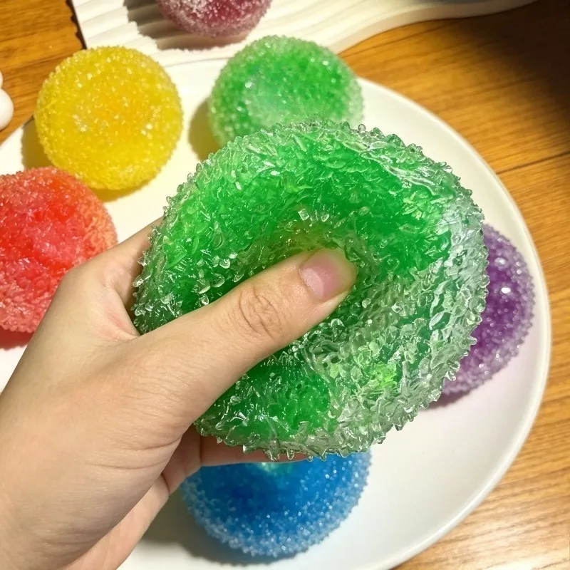 Textured Cube Slush Ball Sound Squeeze Fidget Toy Squishy Slush Ice Ball Stress Relief Sensory Toy Crunchy Stress Relief Gifts