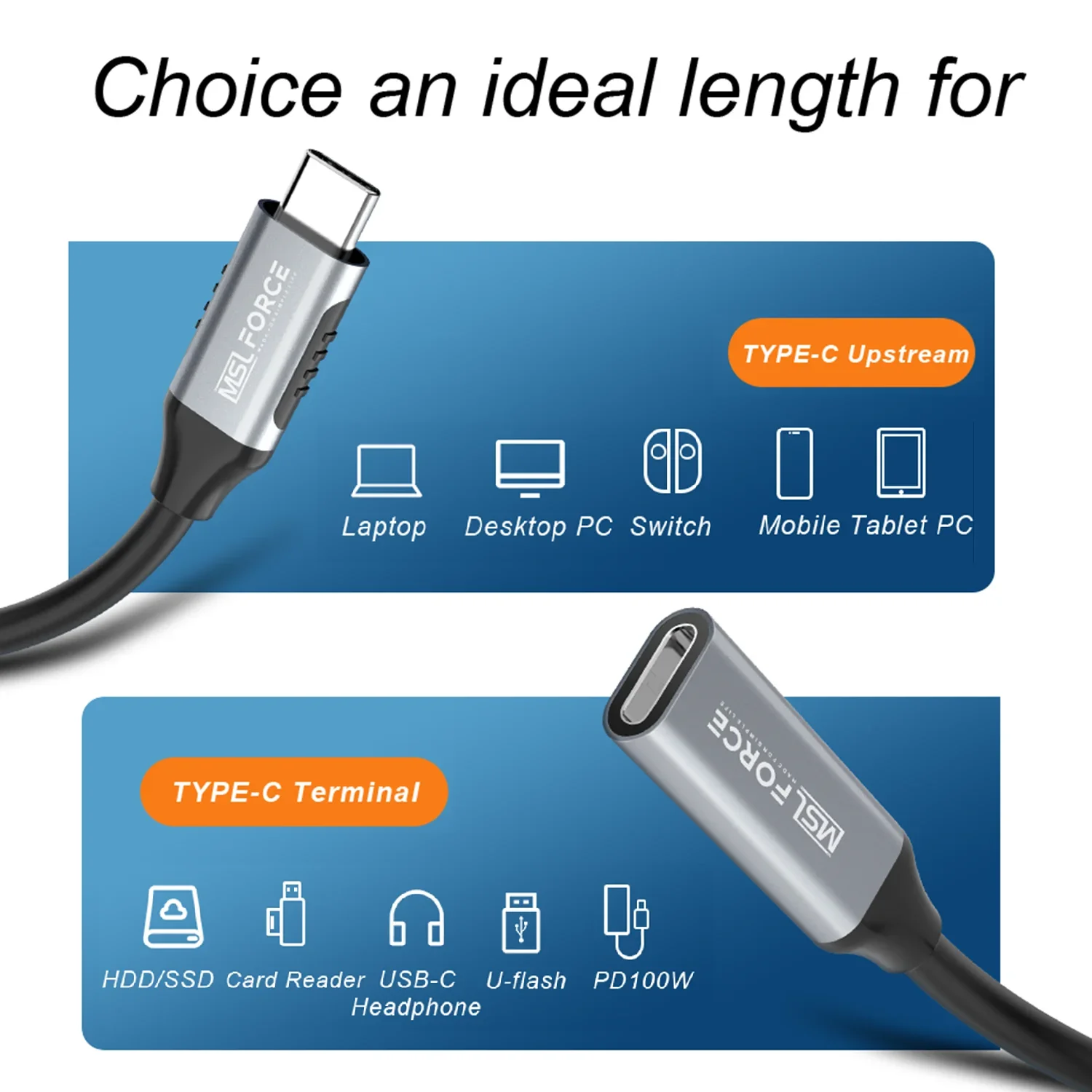 Кабель-удлинитель MSLFORCE USB3.2 Gen2 10 Гбит/с, USB 3,2