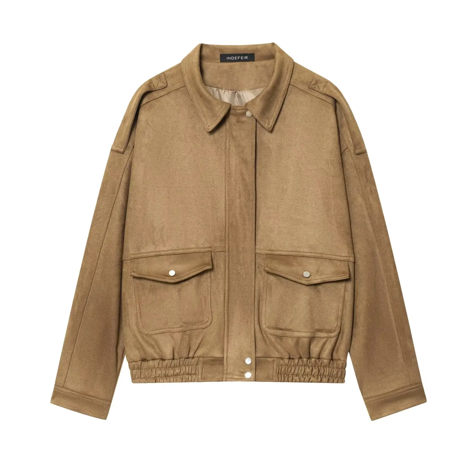 

2025 Suede-Feel Oversized Flight Jacket Textured Wide-Cut Flight Jacket New Arrival Fashionable Casual Jacket