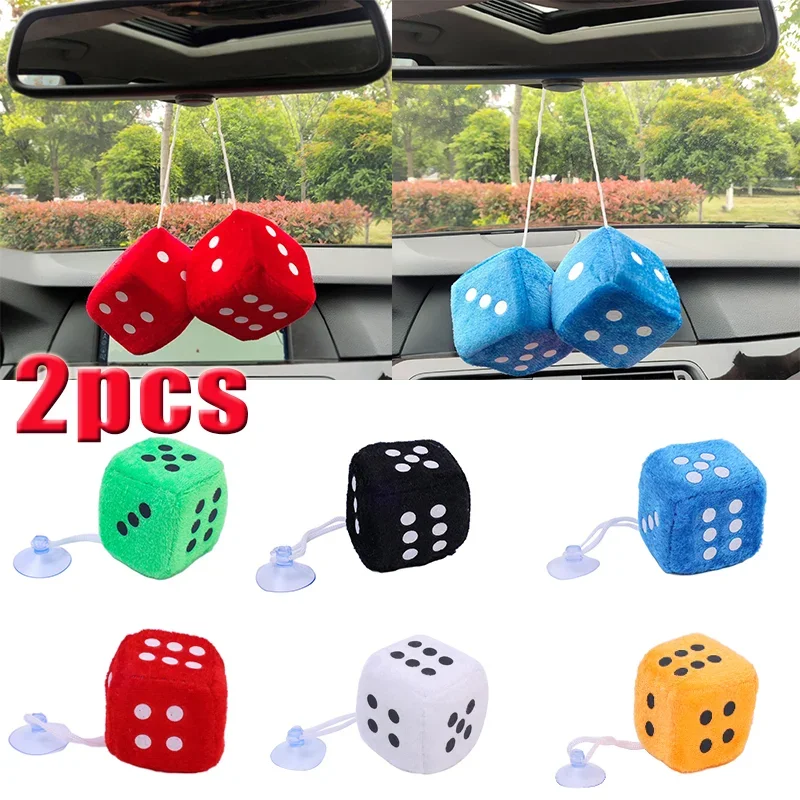 Car Plush Dice Pendant New Year Dice Velvet Dice Model auto Rear View Mirror Pendant Cube Decoration Car Styling Automotive Part