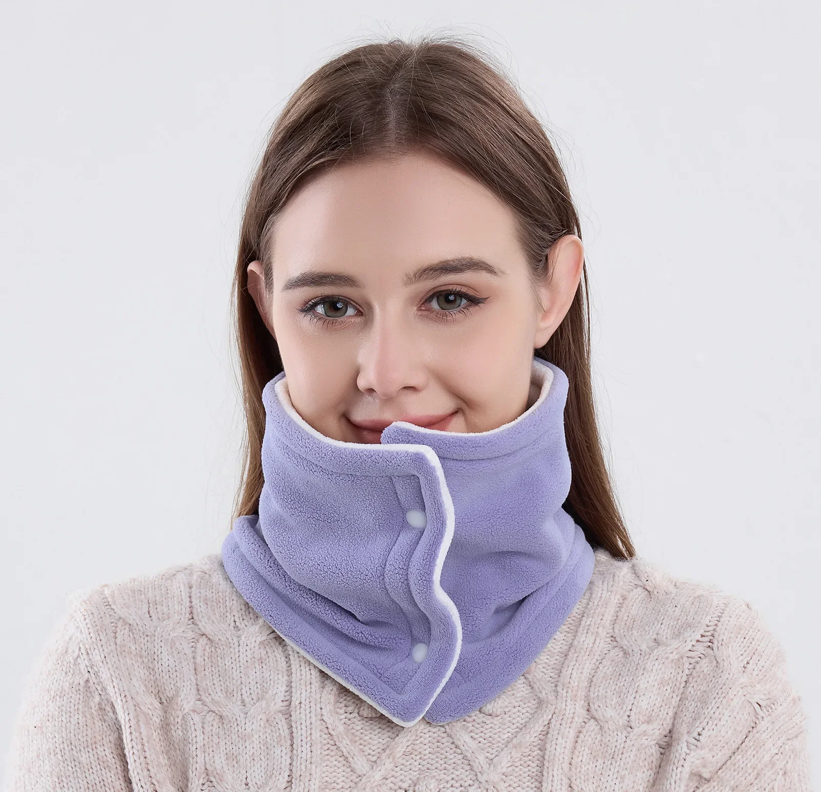 Winter Soft Ring Down Scarf Fleece Button Neck Scarve Warmer Outdoor Windproof Handkerchief Ski Mask Fake High Neck Cover Sports