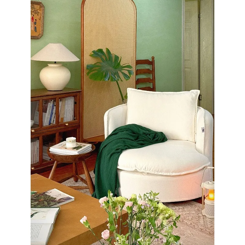 

Sofa chair rotatable single sofa living room balcony leisure single chair removable and washable cotton and linen backrest seat