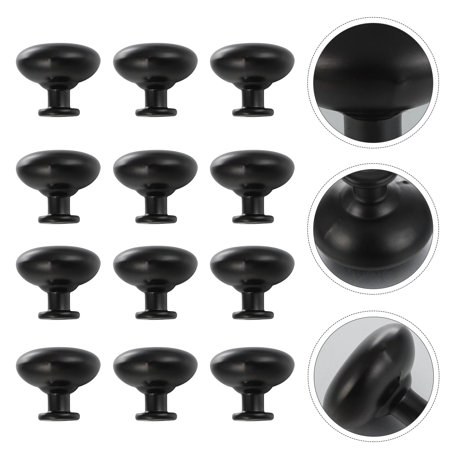

12pcs Aluminum Cabinet Knobs Round Black Hardware Drawer Pulls European Style Wardrobe Handles Multi-Functional Door Pulls For
