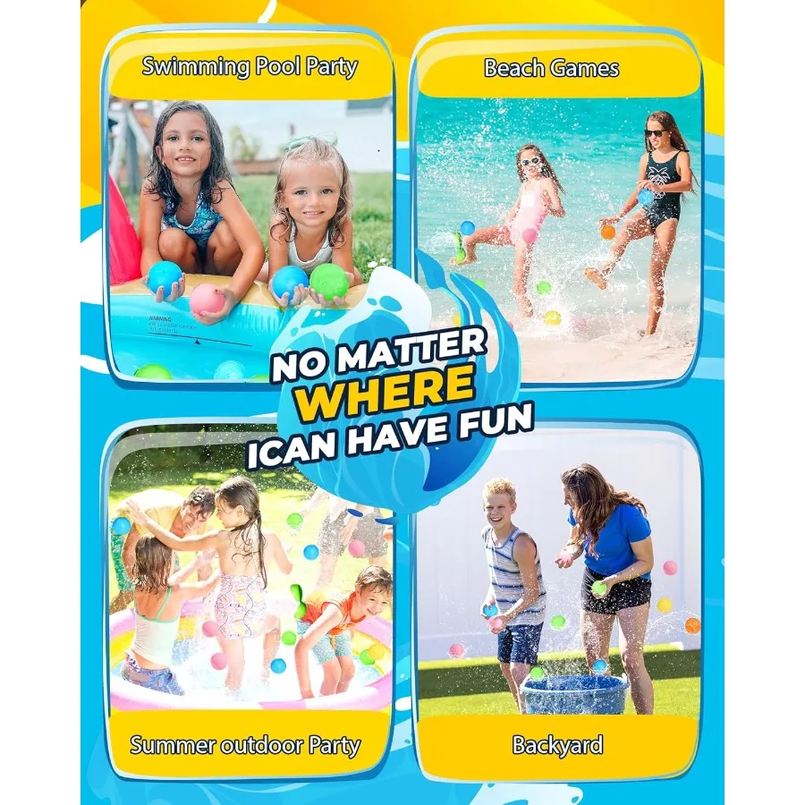 Balões de água reutilizáveis, 20 peças, piscina, praia, brinquedos para diversão no verão, brinquedos aquáticos ao ar livre, jogos para adultos, fora, quintal, natação