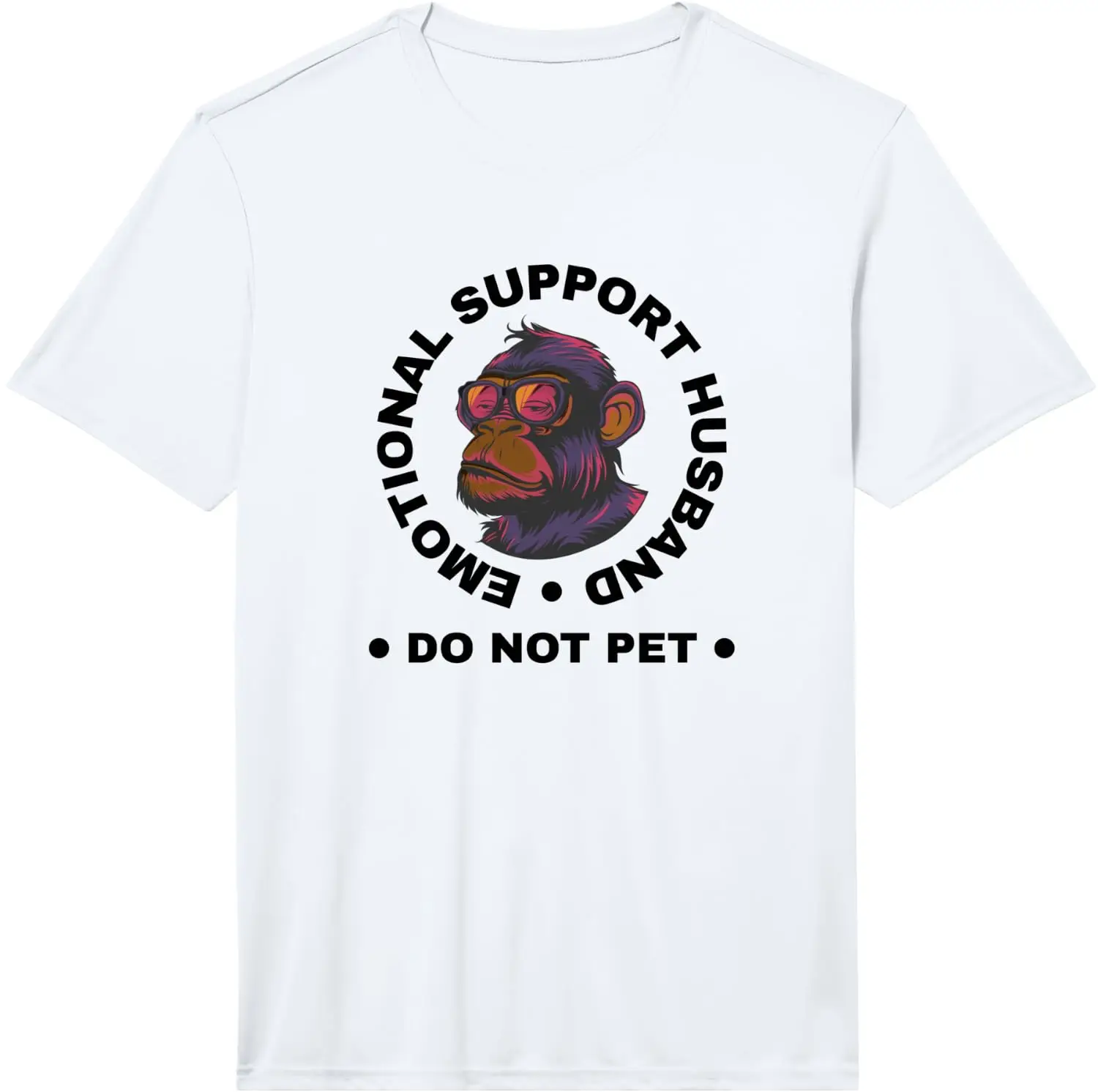Emotional Support Husband Do Not Pet Monkey Funny Mens Performance T-Shirt 100% Cotton Trendy Y2K Short-Sleeve Tee – Soft,