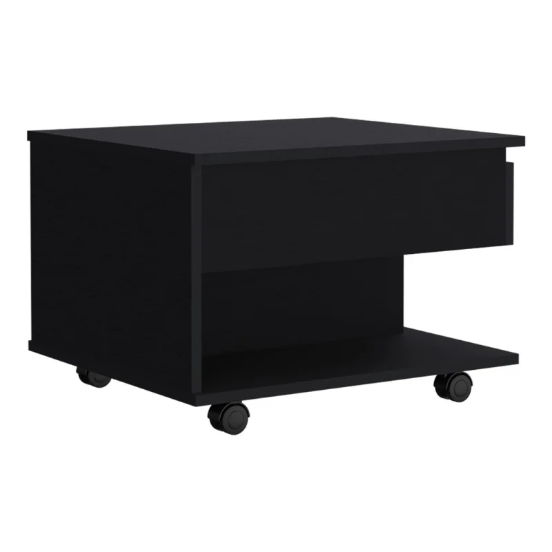 Luanda Lift Top Coffee Table, Casters, One Shelf -Black