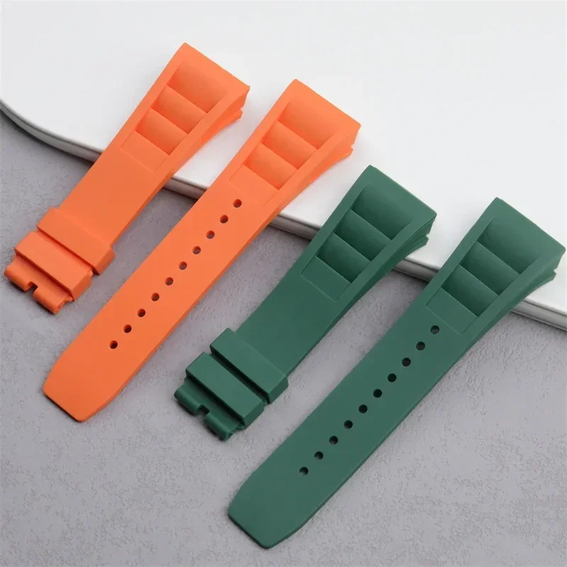 Soft Colorful Rubber Watchband Waterproof For Richard Strap Mille Diving Screw Down Connection Interface 25mm RM011 Wristband