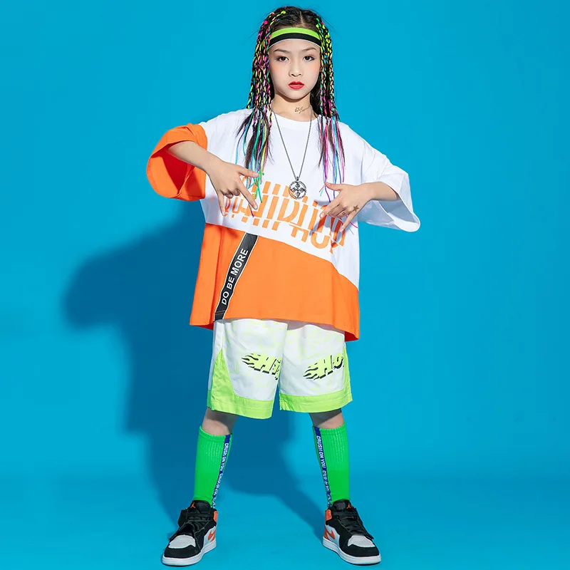 Kids Hip Hop Dance Clothing Graphic Oversized T Shirt or Fashion Shorts for Girl Boy Jazz Dance Clothes Fancy costume