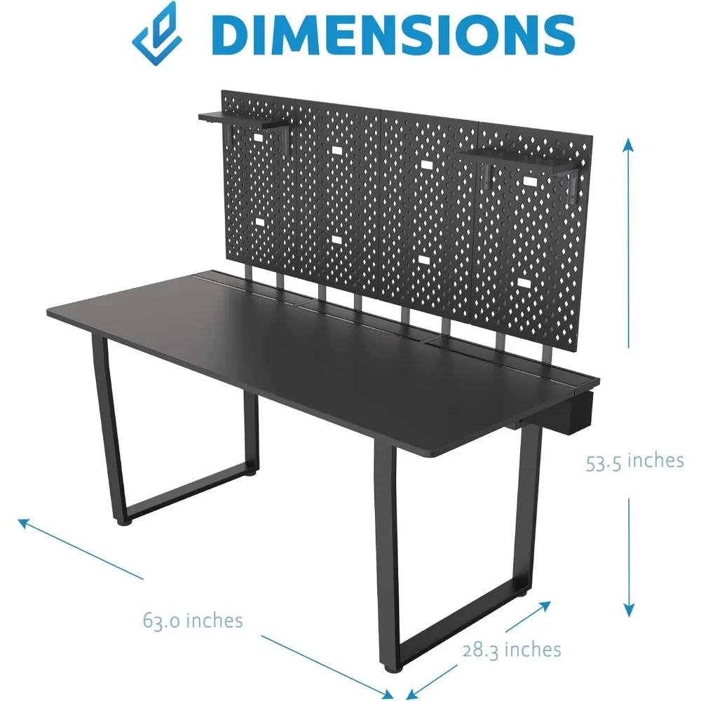 Bifrost 160 Gaming Computer Desk with Pegboard and Cable Management Storage and Shelves, Gamer Large Workstation