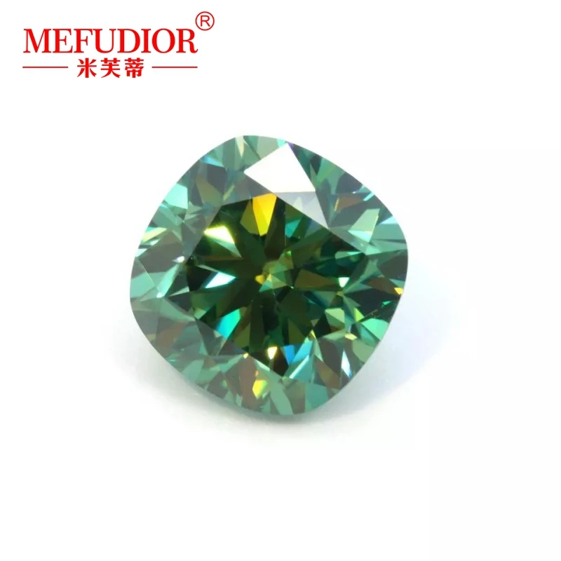 

Square Cushion Cut Moissanite Diamond High Quality VVS1 Green Color Loose Gemstones Pass Diamond Tester With GRA Certified