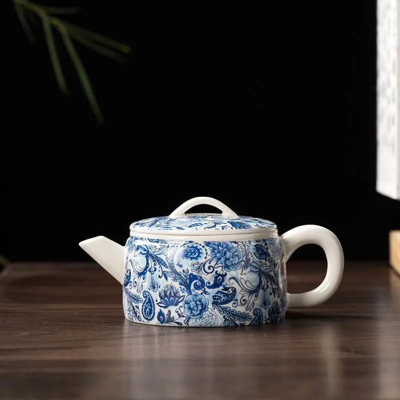 Ceramic Rattan Flower Hanwa Pot, Kung Fu Tea Set, Antique Teapot, Blue and White Porcelain, Home Creative Delicacy, High-end