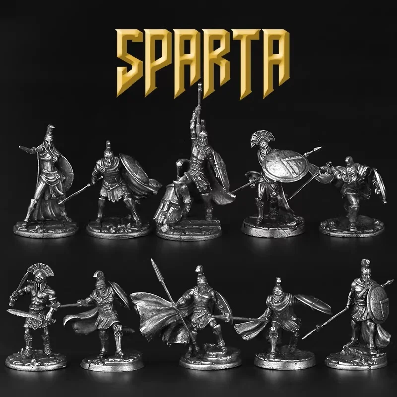 Paintable Metal Spartan Warrior Figure Ancient Greek Soldier Miniature Tabletop Game Chess Piece Car Decor Collectible Toy