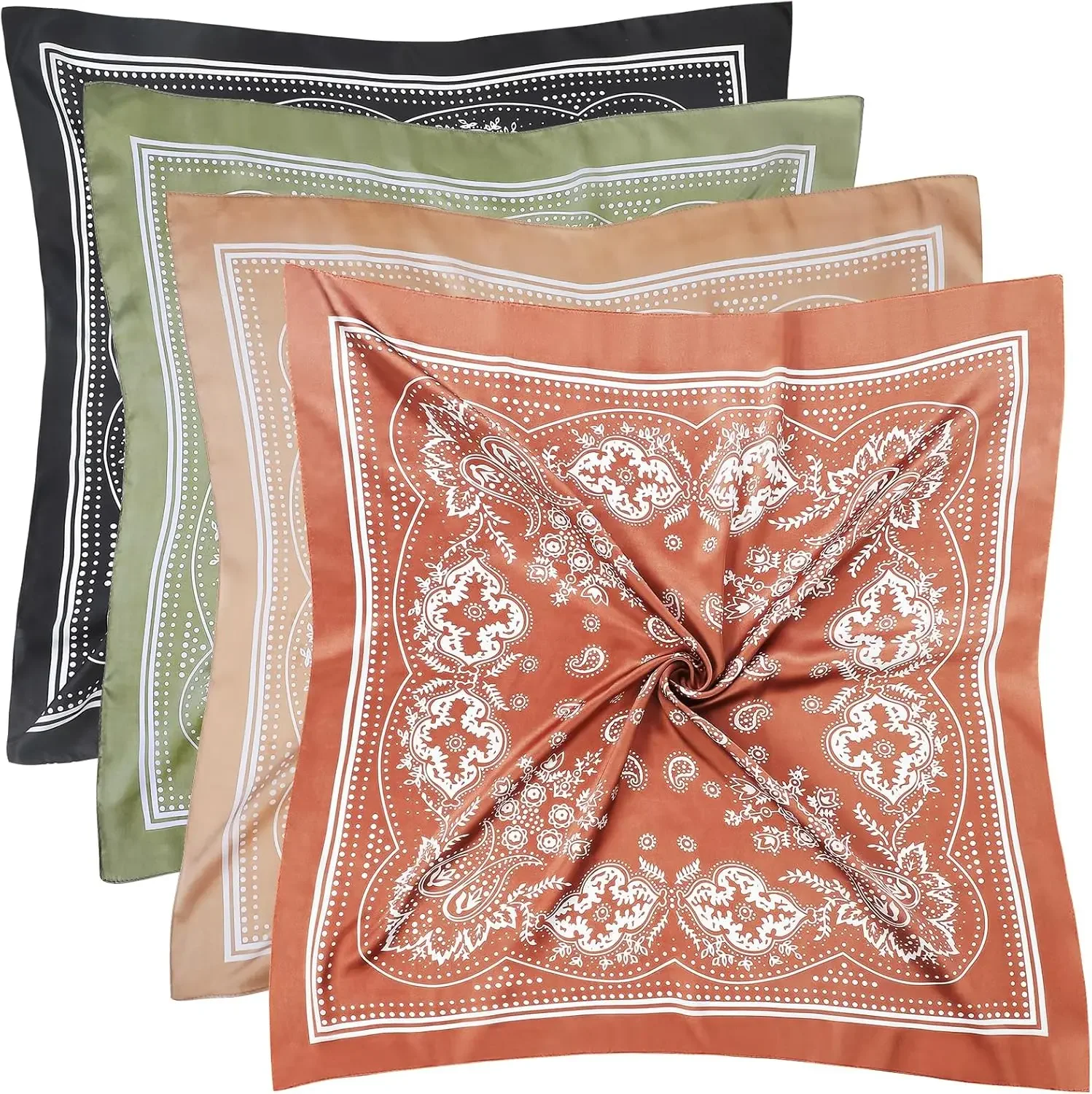 

4 Pcs Large Bandanas Silk Square Head Scarfs Scarves Bandanas Neck Scarf Bandana for Women Girls