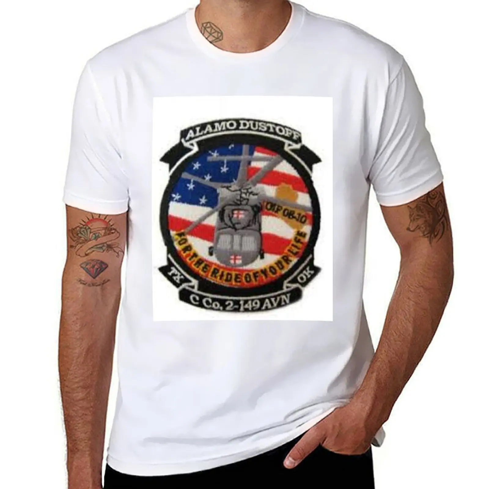 

US Army Tx C Co.2-149 AVN Ok ALAMO DUSTOFF Patch Sticker T-Shirt summer 2025 summer clothes summer shirt Men's t-shirts