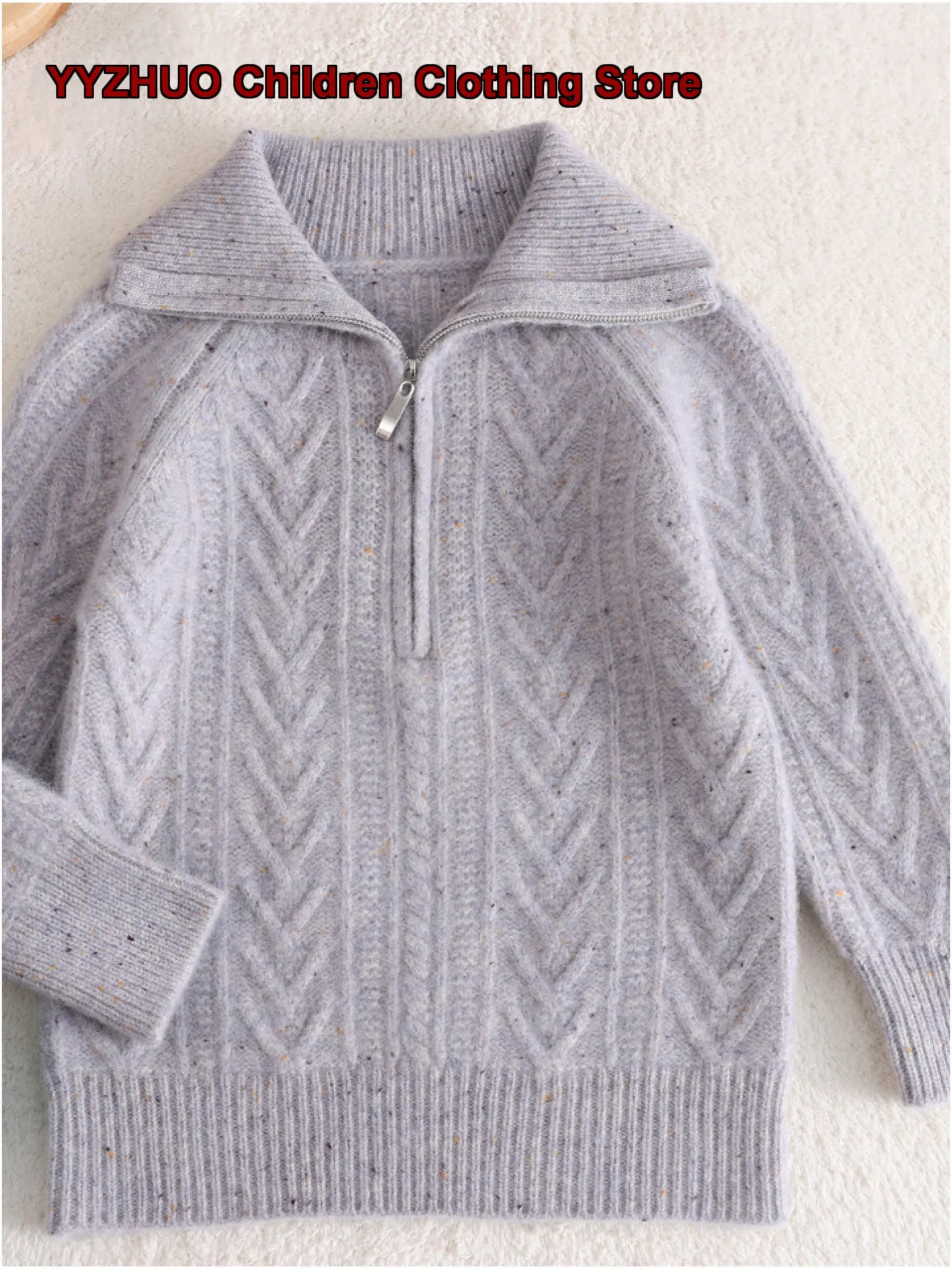 Boys Girls Knit Top Kids Autumn Winter Half-Zip Ribbed Knit Sweater Thickened Warm Solid Color Older Kids