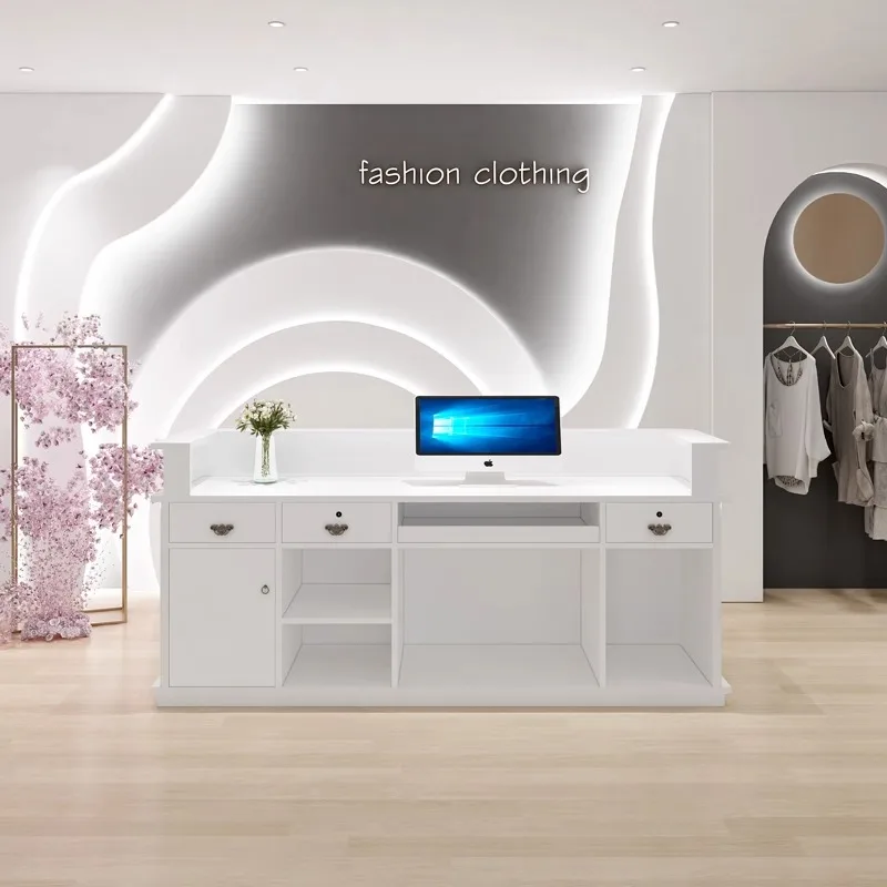 صالون تجميل تخزين الاستقبال عدادات التجميل التجارية كاونتر متجر الجمالية مطعم بيس الأثاث الصناعي #6