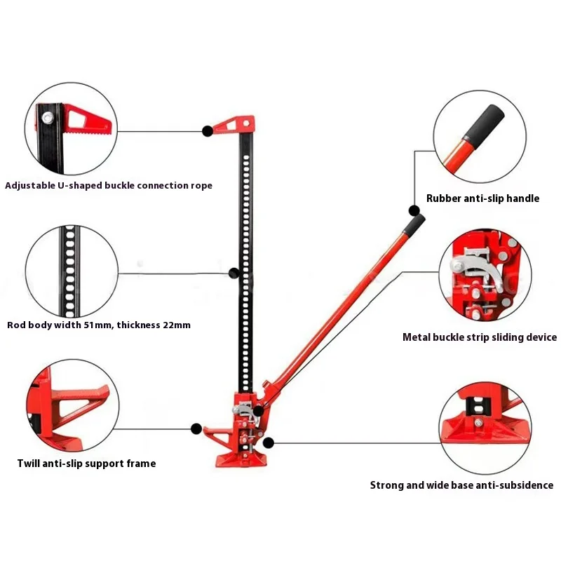 60/48 Inch Car Jack Manual Off-Road Vehicle Rescue Jack Car Monkey Climbing Bar Front Bar Holder Off-Road Jack Recovery Lifter