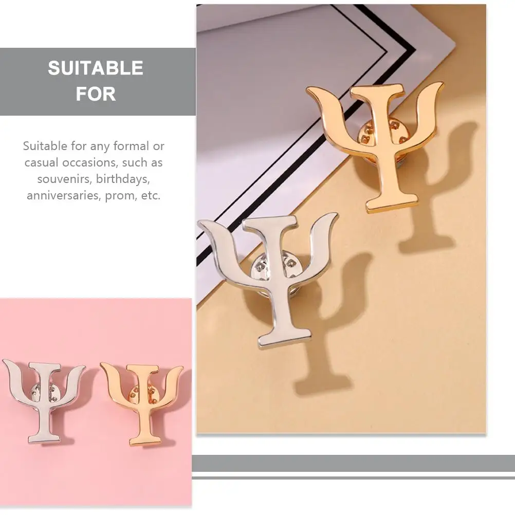 

2Pcs Psychology Symbol Brooch Pins Fashion Accessories Alphabet Letter Lapel Gifts Women Vintage Chest Jewelry