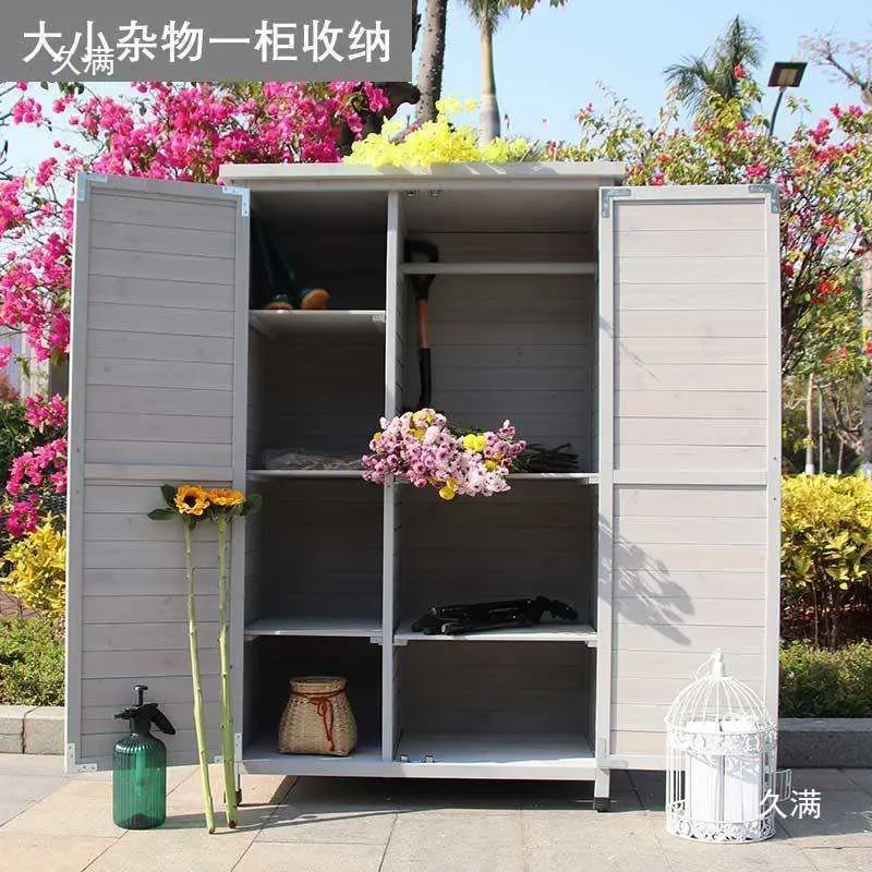 for Outdoor Garden Utility Cabinet Courtyard Balcony Storage Rainproof Sunscreen Tool Room Pastoral Storage Box