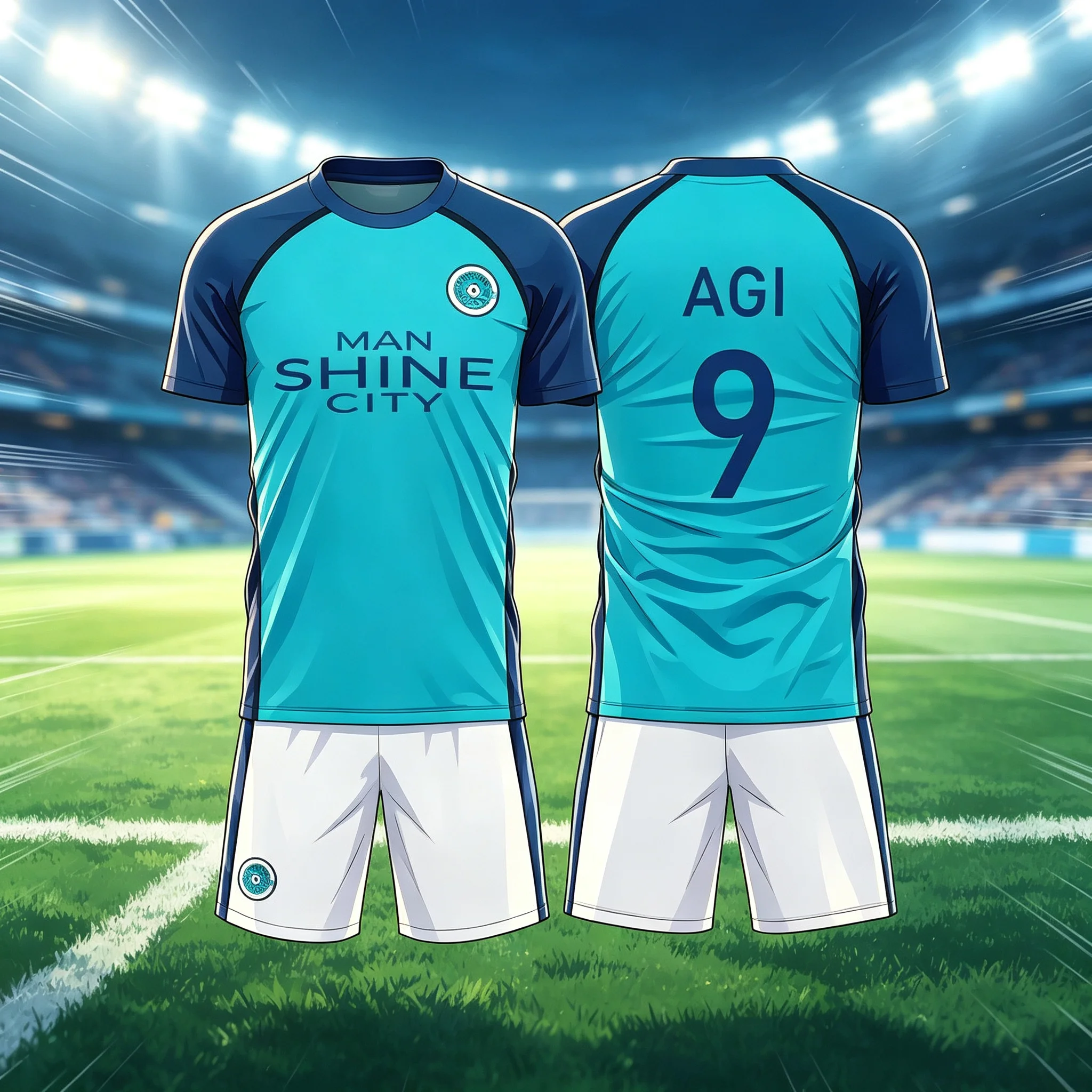 Summer Blue Lock Anime Manshine City Nagi Printed Pattern Men's T-shirt Shorts Set Football Suit Fashion Outdoor Training Set