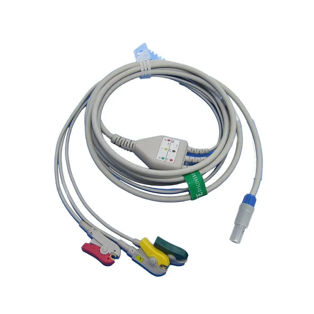 Câble Ekg Ecg pour Machine à Morniter Créative Alberoise, Aha, 3 Fils, 5 Fils, réinitialisation à Pression, 1 Pièce