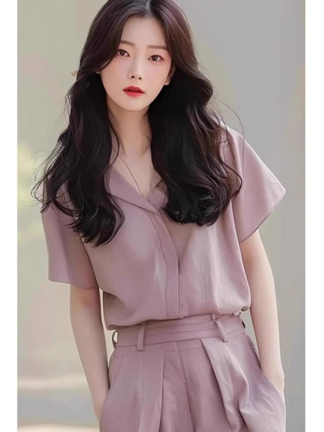 Spring and summer new versatile temperament high-end casual top+wide leg pants women's two-piece set