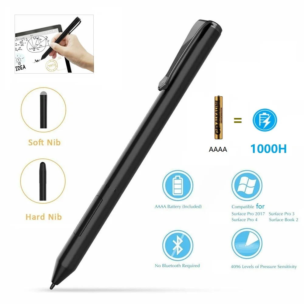 

for Microsoft Surface Pro 7 6 5 4 3 Book Go Laptop Stylus Pencil 4096 Pressure Sensing Anti Misoperation Touch Screen Pen