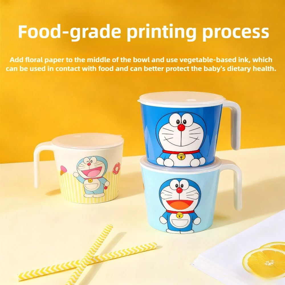 Cute Doraemon Mug Breakfast Coffee Tea Cup Dropproof Toothbrush Cup Household Cup with Lid Graduated Milk Drink Cup for Kid Gift