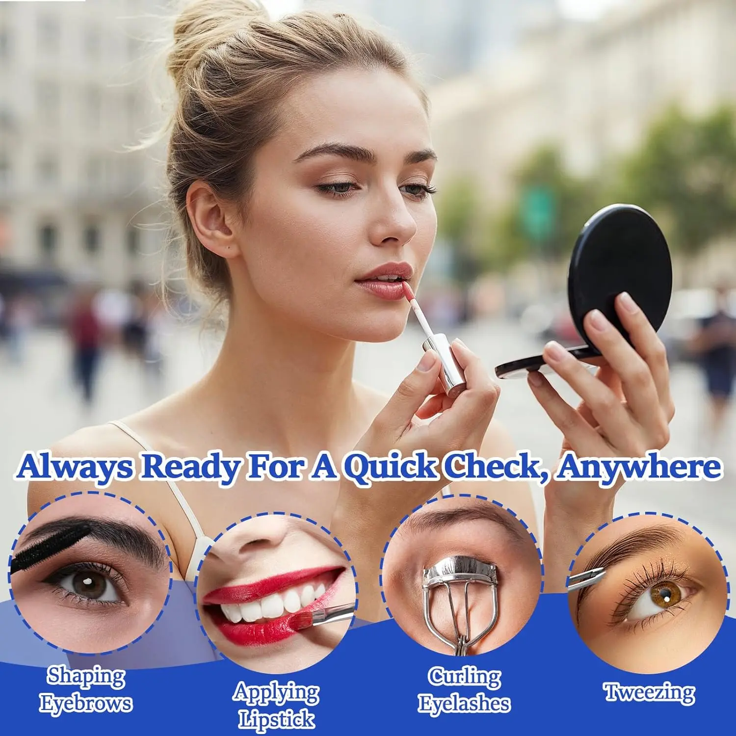 1x/40x Compact Magnifying Mirror for Travel and Makeup, 3 inch Small Mirror for Purse, Portable Makeup Mirror, Dual-sided Flip
