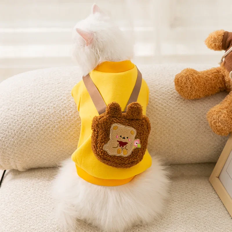 2024 New Cat Clothes Cute Backpack Sweater Hair Fall Keep Warm Pet Feet Clothing Pet Clothes for Cat