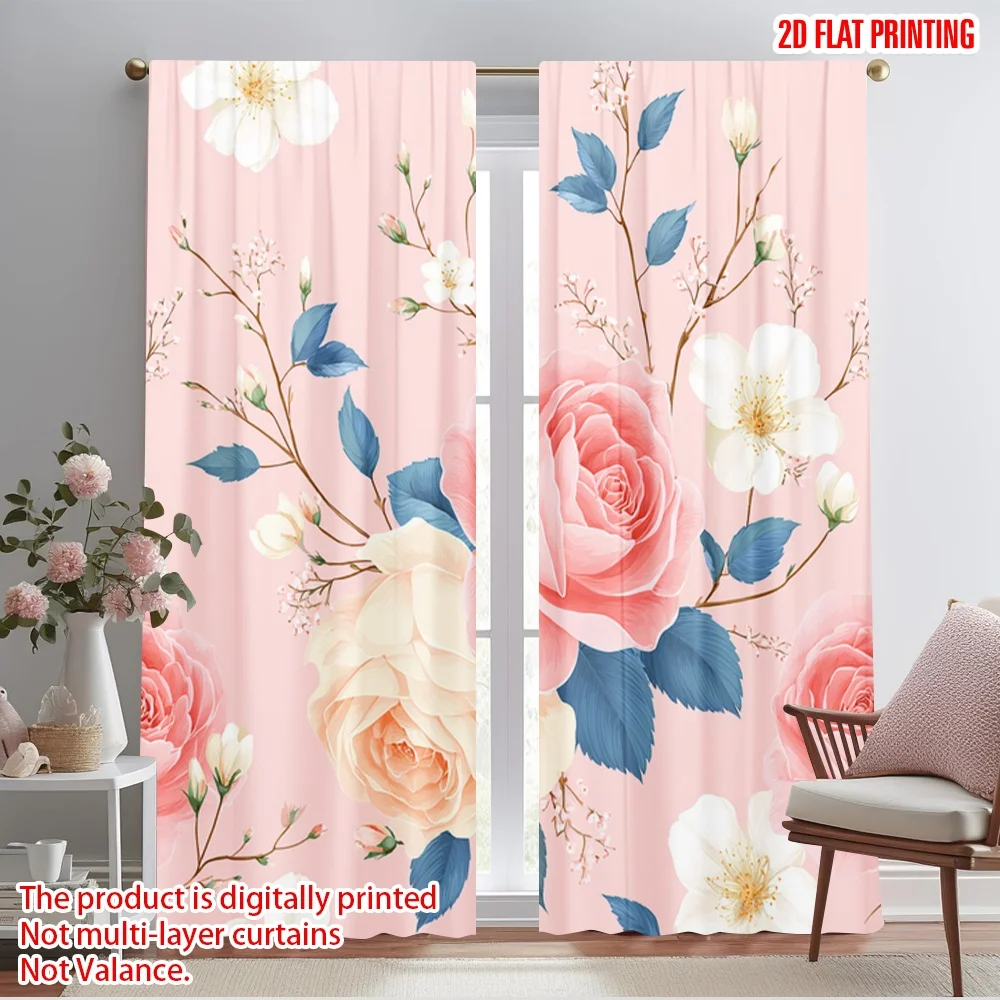 

2pcs 2D flat printing Drapes Blossom Whimsy(1) Fabric Without Electricity 0 for Wall art Party decoration