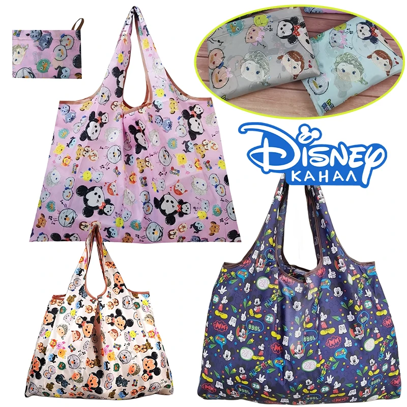 Disney Mickey Mouse Shopping Bag Cartoon Folding Environmental Head Tote Bag Oversized Capacity Portable Storage Bag Waterproof