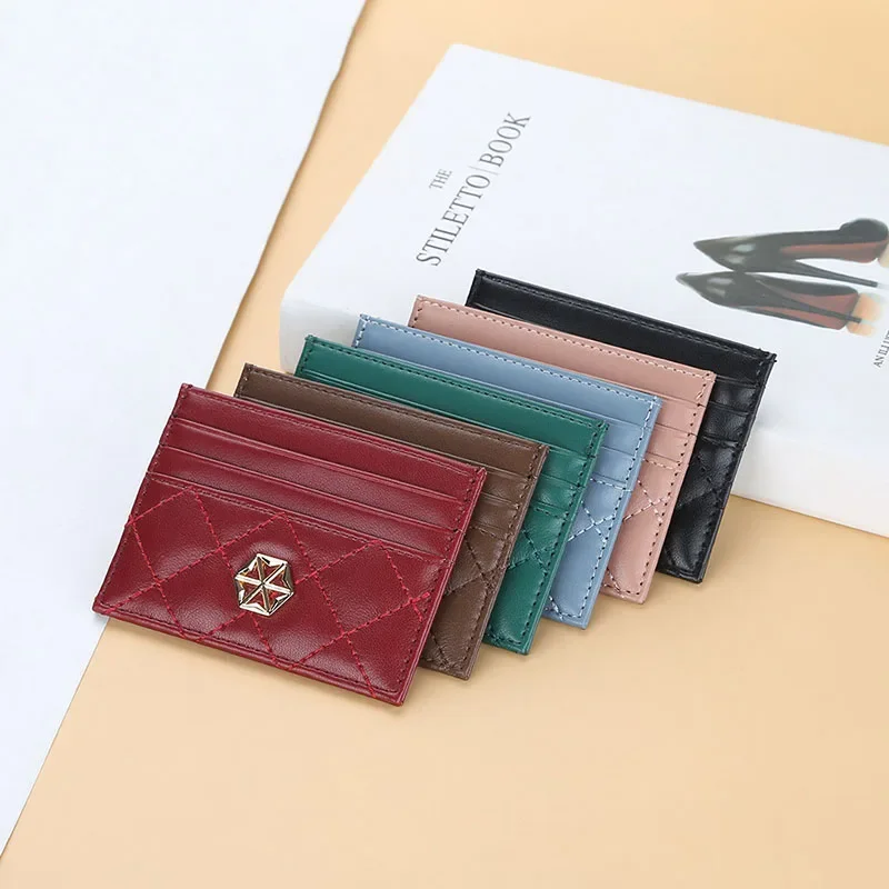 Women Fashion Credit ID Card Holder Wallet Slim PU Leather Wallet with Coin Pocket Brand Designer Business Mini Purse Credit