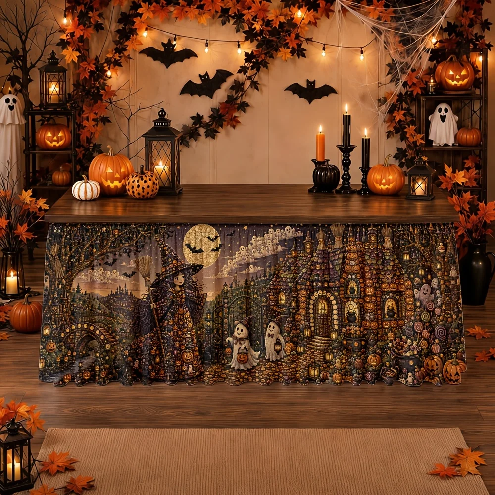 Halloween Witch Haunted House Pumpkin Ghost Autumn Night Festival send a tablecloth/table skirt 1 piece