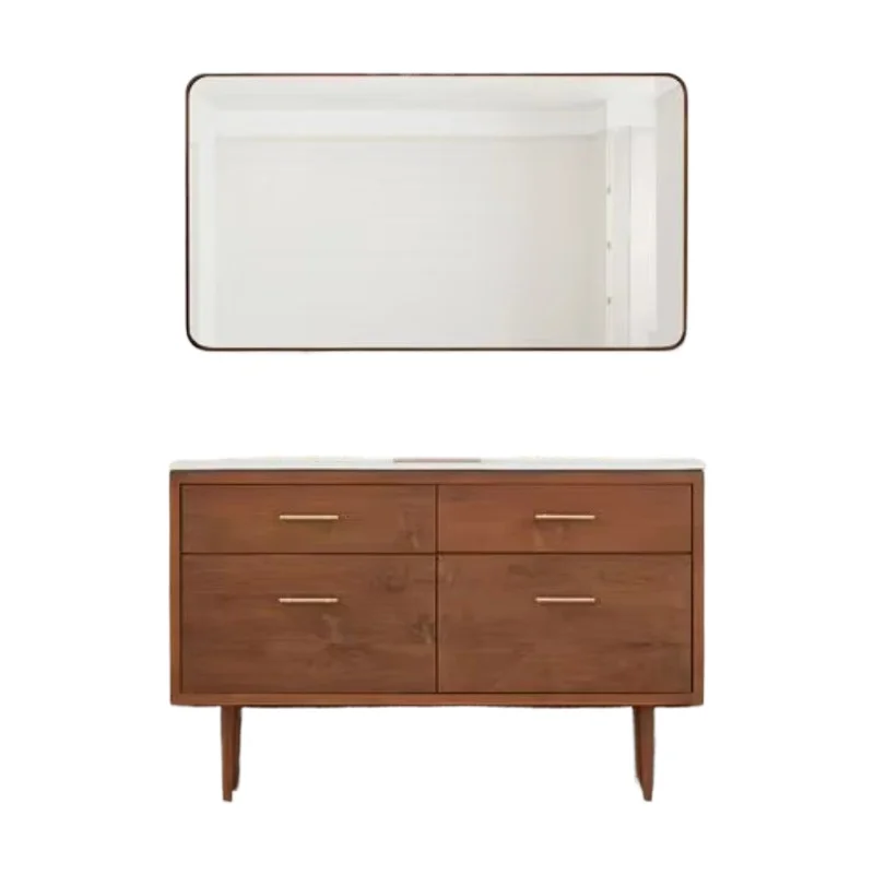 

Modern Custom White Oak Maple Double Sink Basin Floor Freestanding Powder Master Bathroom Vanity