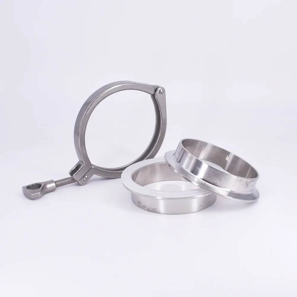 3.5" Tri Clamp x 89mm Pipe OD Stainless Sanitary 2 PCS SS304 Weld Ferrules + 1 PC SS304 Clamp + 1 PC Silicon Gasket